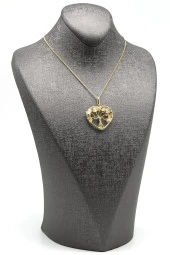 Tel Sarmalı Sitrin Doğal Taş Hayat Ağacı Kalp Model Kolye thumbnail 2