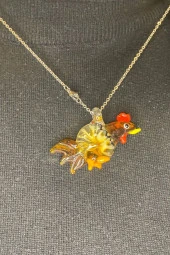 Feng Shui Ejderha Yılında Koruyucu Horoz Kolye Marone İtalyan Cam Özel Üretim Kahve - 6