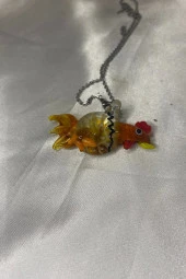 Feng Shui Ejderha Yılında Koruyucu Horoz Kolye Marone İtalyan Cam Özel Üretim Kahve - 8