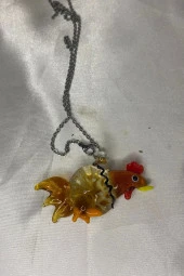 Feng Shui Ejderha Yılında Koruyucu Horoz Kolye Marone İtalyan Cam Özel Üretim Kahve - 9