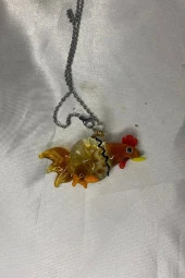 Feng Shui Ejderha Yılında Koruyucu Horoz Kolye Marone İtalyan Cam Özel Üretim Kahve - 10