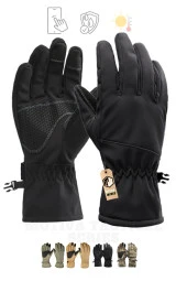 Su Geçirmez Softshell Siyah Motosiklet Taktik Askeri Spor Kışlık Kar Balıkçı Eldiveni - 1