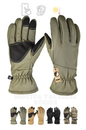Su Geçirmez Softshell Haki Yeşil Motosiklet Taktik Askeri Spor Kışlık Kar Balıkçı Eldiveni - 1