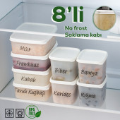 Porsima 02 8 Li Çok Amaçlı Kapaklı Derin Dondurucu Saklama Kabı Seti Gıda Erzak Saklama Kabı 0,65 - 0,38 Lt - 2