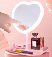 Valkyrie Kalp Şeklinde LED Işıklı Şarjlı Makyaj Aynası - 3 Farklı Işık Rengi - Dokunmatik Touch Ekran - Şarjlı ve Kontrast Ayarlı - Büyük Boy - 8