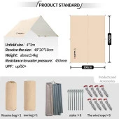 Madfox OEM Tarp 4x3 mt [ Güneş ve Rüzgar Koruma Brandası ] - 4