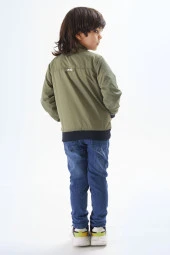 Haki Palmiye Baskılı Tişörtlü Erkek Çocuk Ceketli 3lü Takım 17581 - 5