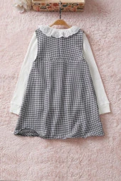 Siyah Kazayağı Desenli Fiyonklu Kız Çocuk Badili Elbise 17580 - 5