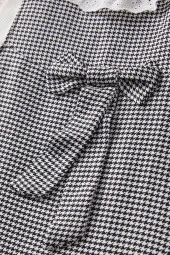 Siyah Kazayağı Desenli Fiyonklu Kız Çocuk Badili Elbise 17580 - 3