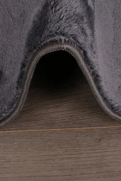 Relax Antrasit 60x100 + 50x60 cm 2li Köşeli Ponpon Saçaklı Banyo Halısı Paspası Seti Kaymaz Tabanlı - 3