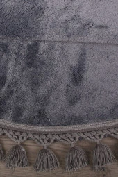 Relax Antrasit Yuvarlak 150x150 Cm Ponpon Saçaklı Kaymaz Tabanlı Makinede Yıkanabilir Banyo Paspası - 5