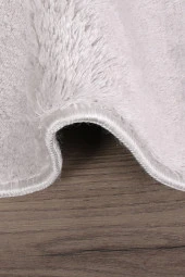 Relax Gri 60x100 + 50x60 cm 2li Köşeli Ponpon Saçaklı Banyo Halısı Paspası Seti Kaymaz Yıkanabilir - 3