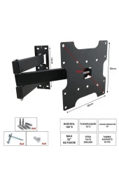 Lcd Askı Aparatı Hareketli Üç Kollu 32 82-102cm thumbnail 1