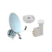 80cm Ofset Çanak Anten Full Set + Dörtlü Lnb + 25 mt Anten Kablosu - 1