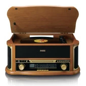 Lenco Classic Phono TCD-2571 Retro Pikap Bluetooth USB DAB+/FM Radyo CD Kaset AHŞAP Plak Çalar - 1