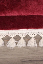 Relax Mürdüm 60x100 + 50x60 cm 2li Köşeli Ponpon Saçaklı Banyo Halısı Paspası Seti Kaymaz Tabanlı - 5