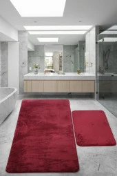 Relax Mürdüm 80x150 + 50x80 cm Büyük Ebat 2li Banyo Halısı Paspası Seti Kaymaz Klozet Takımı - 1
