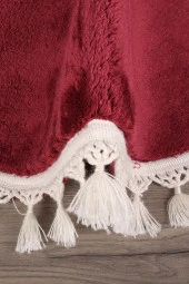 Relax Mürdüm Yuvarlak 120x120 Cm Ponpon Saçaklı Kaymaz Tabanlı Makinede Yıkanabilir Banyo Paspası - 3