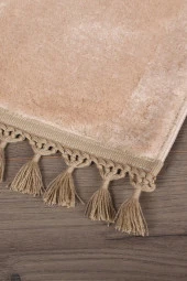 Relax Vizon 60x100 + 50x60 cm 2li Köşeli Ponpon Saçaklı Banyo Halısı Paspası Seti Kaymaz Tabanlı - 2
