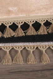 Relax Vizon 60x100 + 50x60 cm 2li Köşeli Ponpon Saçaklı Banyo Halısı Paspası Seti Kaymaz Tabanlı - 4