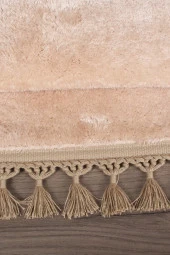 Relax Vizon 60x100 + 50x60 cm 2li Köşeli Ponpon Saçaklı Banyo Halısı Paspası Seti Kaymaz Tabanlı - 5