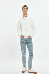 Erkek Açik Indigo Jeans - 2