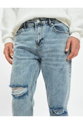 Erkek Açik Indigo Jeans - 11