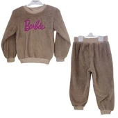 HAPPY FACE BARBİE DESENLİ PELUŞ KIZ ÇOCUK TAKIM - 1