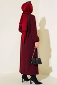Hakim Yaka Balıksırtı Ferace Bordo - 3