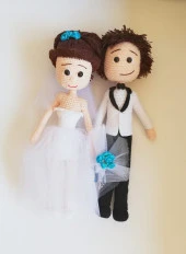 Gelin ve Damat Bebek Amigurumi Organik Oyuncak - 4