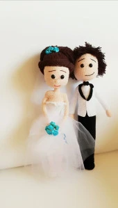 Gelin ve Damat Bebek Amigurumi Organik Oyuncak - 5