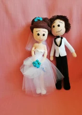 Gelin ve Damat Bebek Amigurumi Organik Oyuncak - 6