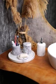 Mermer Banyo Seti 5’Li, Doğaltaş Mermer Banyo Aksesuar Seti - 2