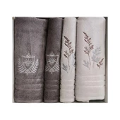 Özdilek Soft Leaf Best Set Hamam Takımı Gri-Antrasit 6325 - 1