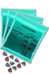 Maxword GT-Electric-3X Kaliteli elektro Gitar Teli 3 Takım Set (10 Pena Hediye) - 1