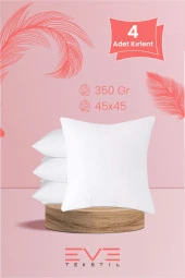 Eve Tekstil 4 Adet Silikon Elyaf Dolgulu Kare Kırlent Iç Yastığı 350 gr thumbnail 1