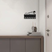 Atatürk Tasarımlı Duvar Askılı Anahtarlık ve Mektup Rafı Model-1 - Siyah - 6