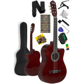 Midex CG-395BR Kahve Renk Kesik Klasik Gitar 4/4 Yetişkin Boy Sap Ayarlı Full Set - 1