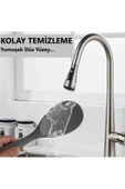 Burcummm 3 Adet Silikon Sert Uçlu Kısa Pilav Kaşığı Siyah & Gri & Kırmızı - 7