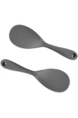 Burcummm 2 Adet Silikon Sert Uçlu Kısa Pilav Kaşığı Gri - 4