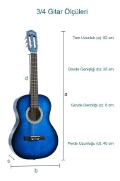 Midex CG-36BL Kaliteli 36 İnç 3/4 Juniur Çocuk Gitarı 8-12 Yaş Arası (Çanta Askı Capo Nota Sticker Pena Metod) thumbnail 3