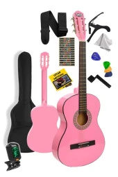 Midex CG-34PK-PAK Kaliteli 34 İnç 1/2 Juniur Çocuk Gitarı Seti 4-8 Yaş Arası (Tuner Çanta Capo Askı Nota Sticker Pena Metod) - 1