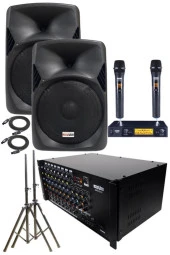 Lastvoice School Paket-1 Okul Tören Ses Sistemi Full Set (Hoparlör Anfi Mikrofon Stand) - 1