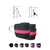 Spor Byfit Ayak Bilek Kayışı D-Ring Fitness Ağırlık Çekiş Aparatı - KIRMIZI - SİYAH - 1