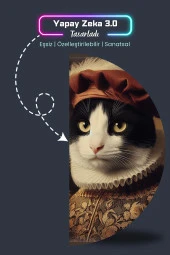 İki Renkli Kedi Poster, Statik Kağıt Premium Baskı Poster, Siyah Beyaz Kedi, Yapay Zeka Tasarım thumbnail 4