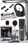 Midex CX2 White Power Paket-6 Stüdyo Mikrofon Şarjlı Ses Kartı Kulaklık Stand (Kayıt ve Canlı Yayın) thumbnail 1