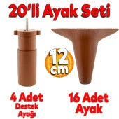 Aspen Mobilya Ayağı 20li Set Robot Süpürge İçin Koltuk Kanepe Destek 12 cm Kahverengi Baza Ayak - 1