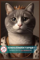 Lady Smoke Kedi Poster, Yüksek Çözünürlüklü Baskı Poster, Gri Kedi, Akıllı Kağıt, Yapay Zeka Tasarım thumbnail 1