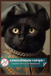 Soylu Kara Kedi Poster, Premium Baskı Poster, Siyah Kedi, Statik Akıllı Kağıt (Yapay Zeka Tasarım) thumbnail 1