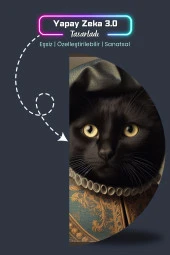 Soylu Kara Kedi Poster, Premium Baskı Poster, Siyah Kedi, Statik Akıllı Kağıt (Yapay Zeka Tasarım) thumbnail 5